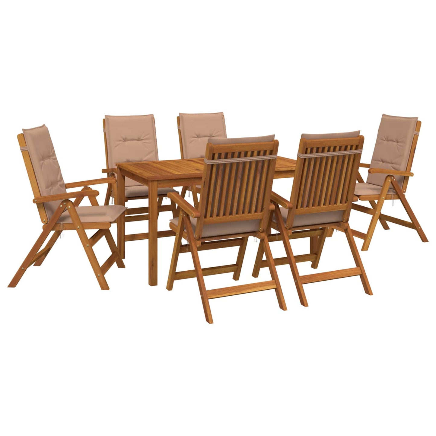 vidaXL 7-Piece Garden Dining Set Φυσικό Στερεό Ξύλο Ακακίας