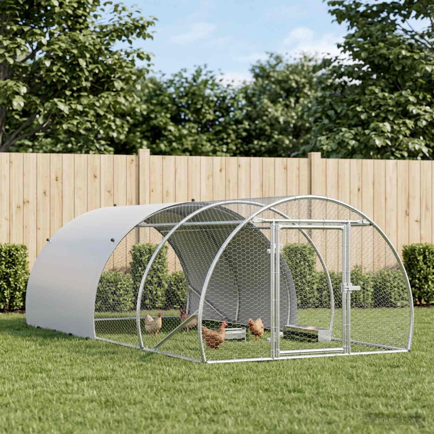 vidaXL Κοτέτσι Ασημί 400 x 150 x 100 εκ. Γαλβανισμένος Χάλυβας