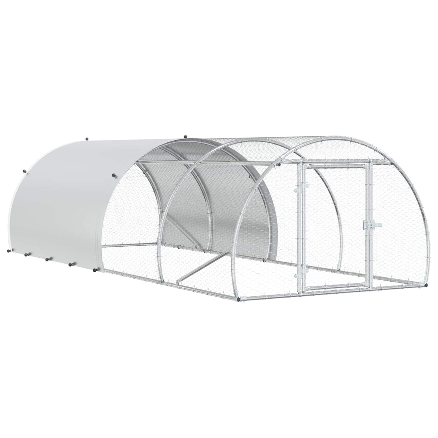 vidaXL Κοτέτσι Ασημί 400 x 150 x 100 εκ. Γαλβανισμένος Χάλυβας