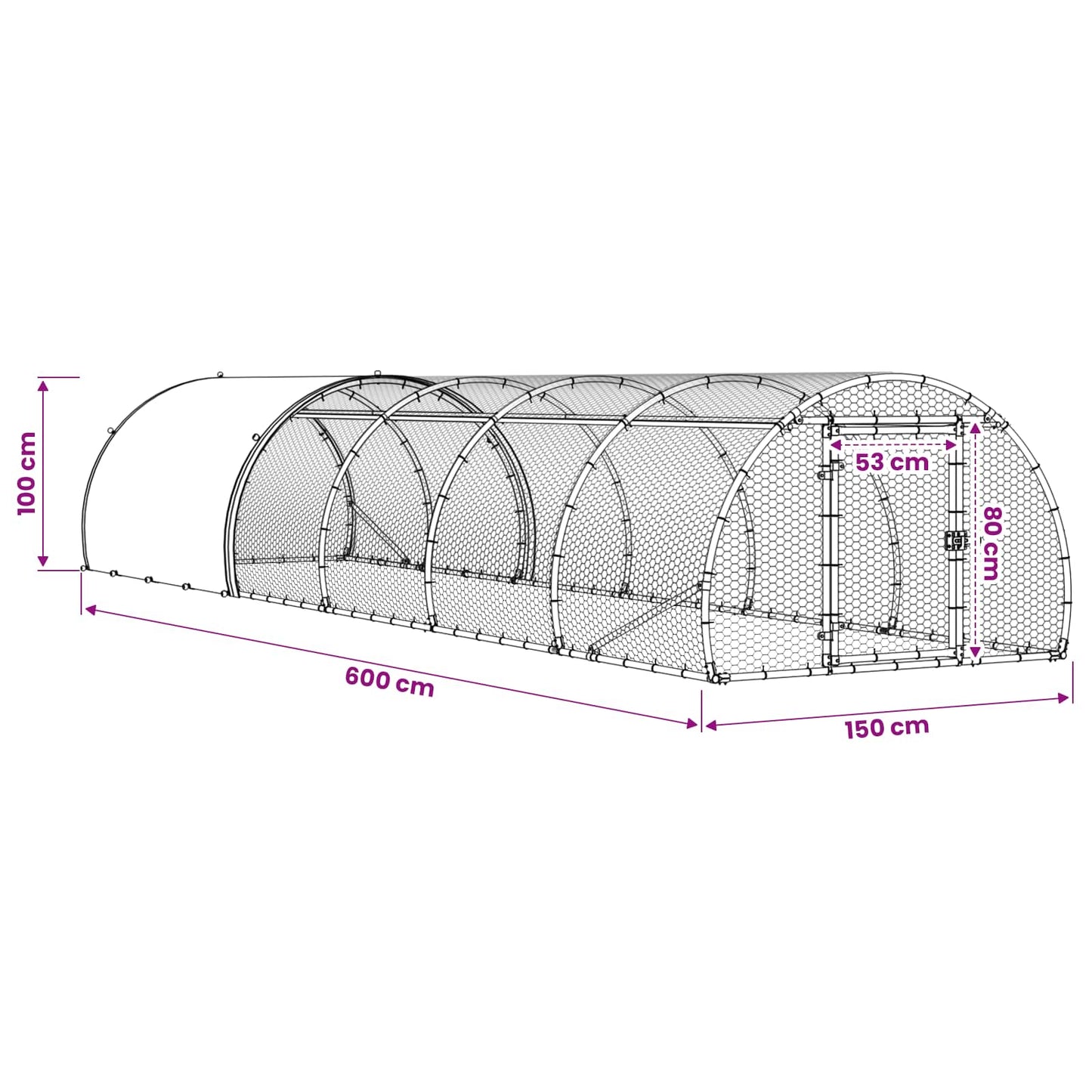 vidaXL Κοτέτσι Ασημί 600 x 150 x 100 εκ. Γαλβανισμένος Χάλυβας
