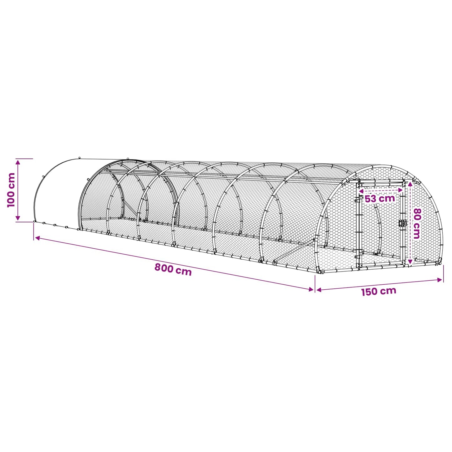 vidaXL Κοτέτσι Ασημί 800 x 150 x 100 εκ. Γαλβανισμένος Χάλυβας