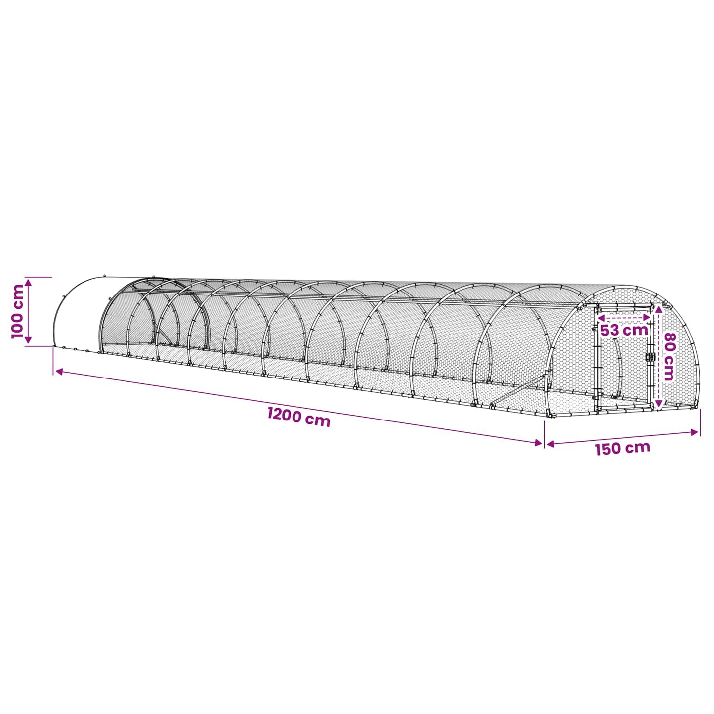 vidaXL Κοτέτσι Ασημί 1200 x 150 x 100 εκ. Γαλβανισμένος Χάλυβας