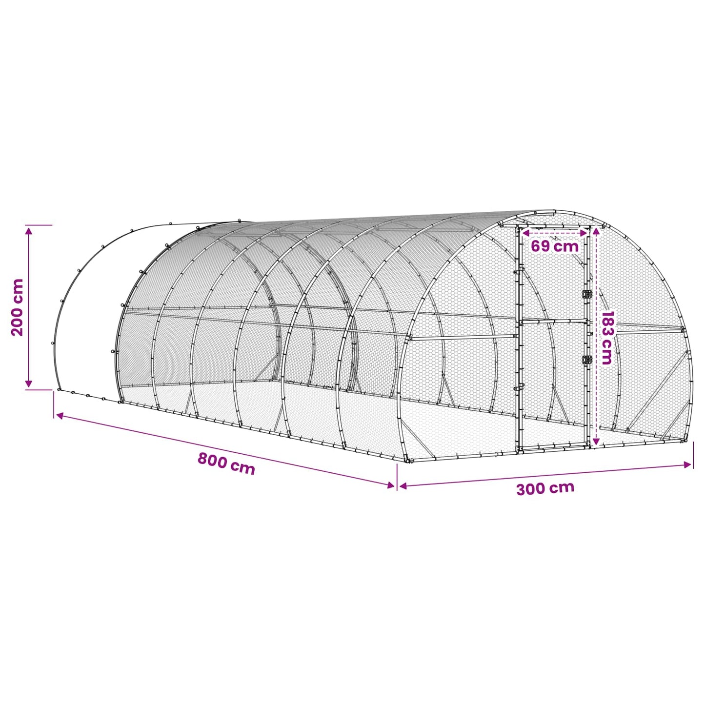vidaXL Κοτέτσι Ασημί 800 x 300 x 200 εκ. Γαλβανισμένος Χάλυβας