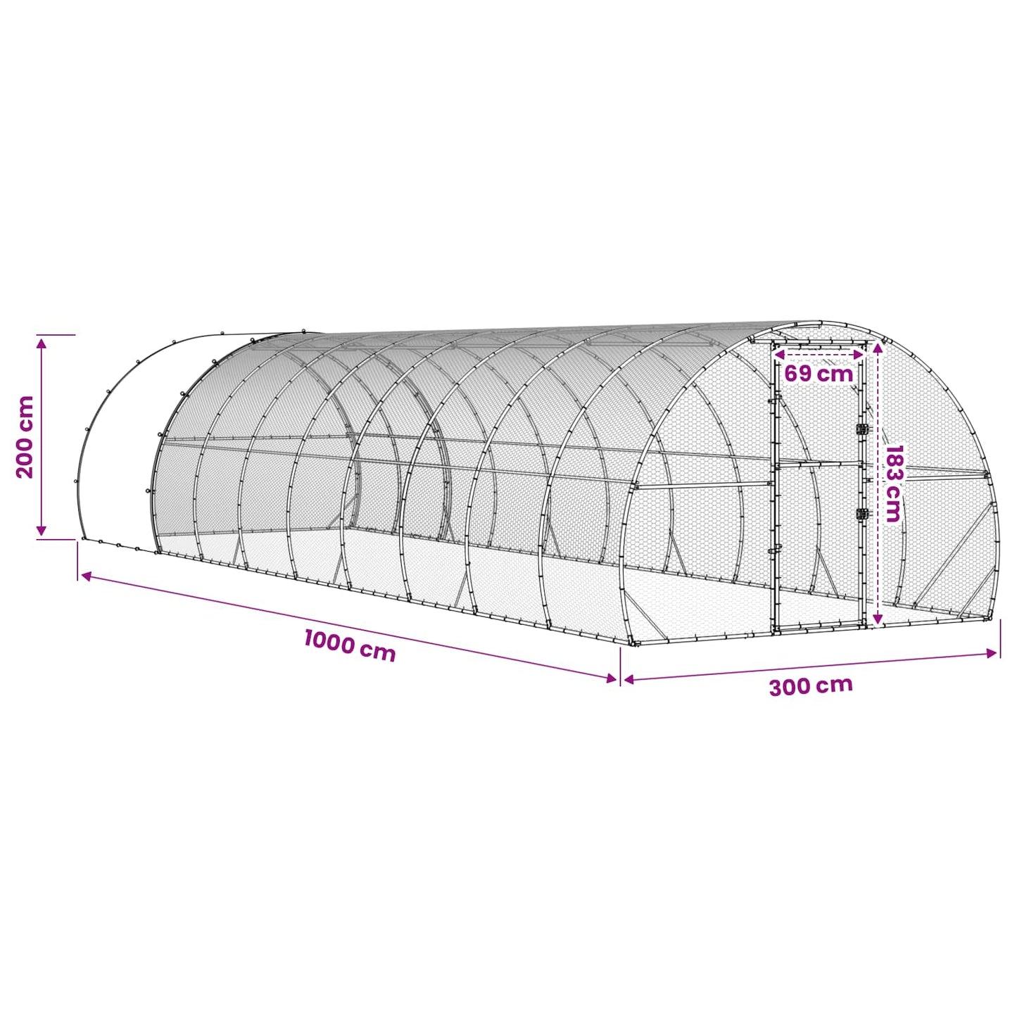 vidaXL Κοτέτσι Ασημί 1000 x 300 x 200 εκ. Γαλβανισμένος Χάλυβας