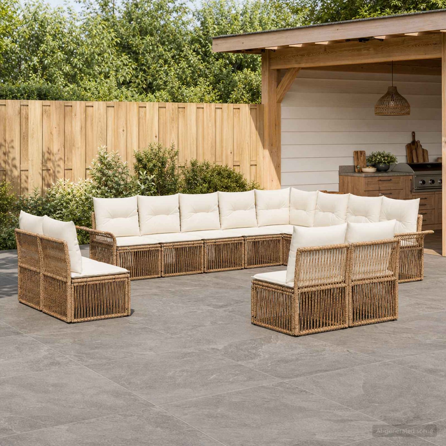 vidaXL Σετ Καναπέ Κήπου 12 pcs Μπεζ συνθετικό ρατάν