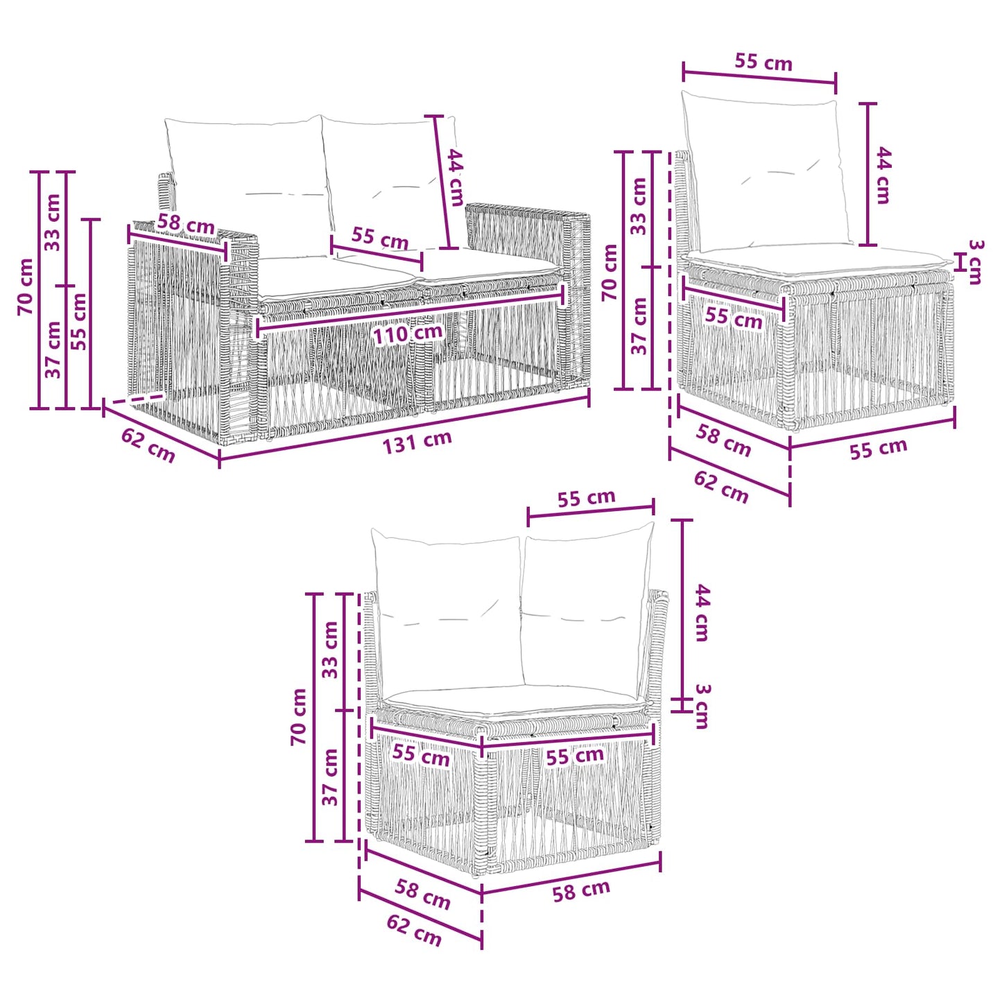 vidaXL Σετ Καναπέ Κήπου 8 τμχ. Γκρι και Σκούρο Γκρι συνθετικό ρατάν