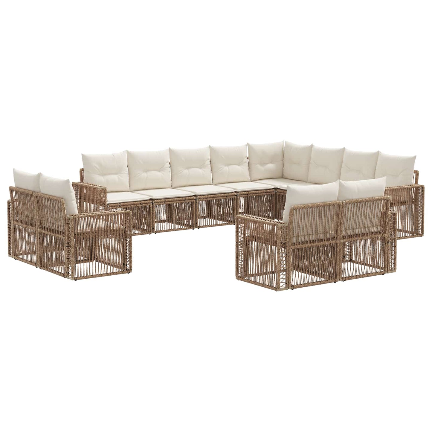 vidaXL Σετ Καναπέ Κήπου 12 pcs Μπεζ και Κρέμ συνθετικό ρατάν