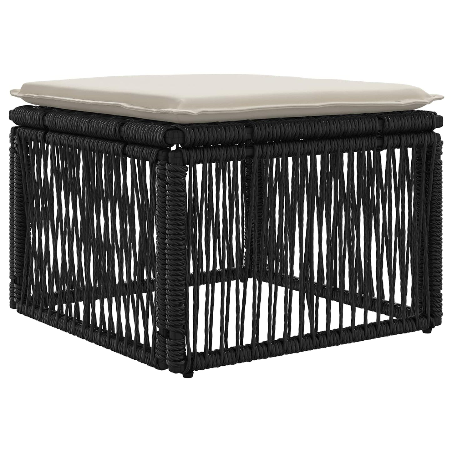 vidaXL Σετ Καναπέ Κήπου 11 pcs Μαύρο και Κρεμ Λευκό συνθετικό ρατάν