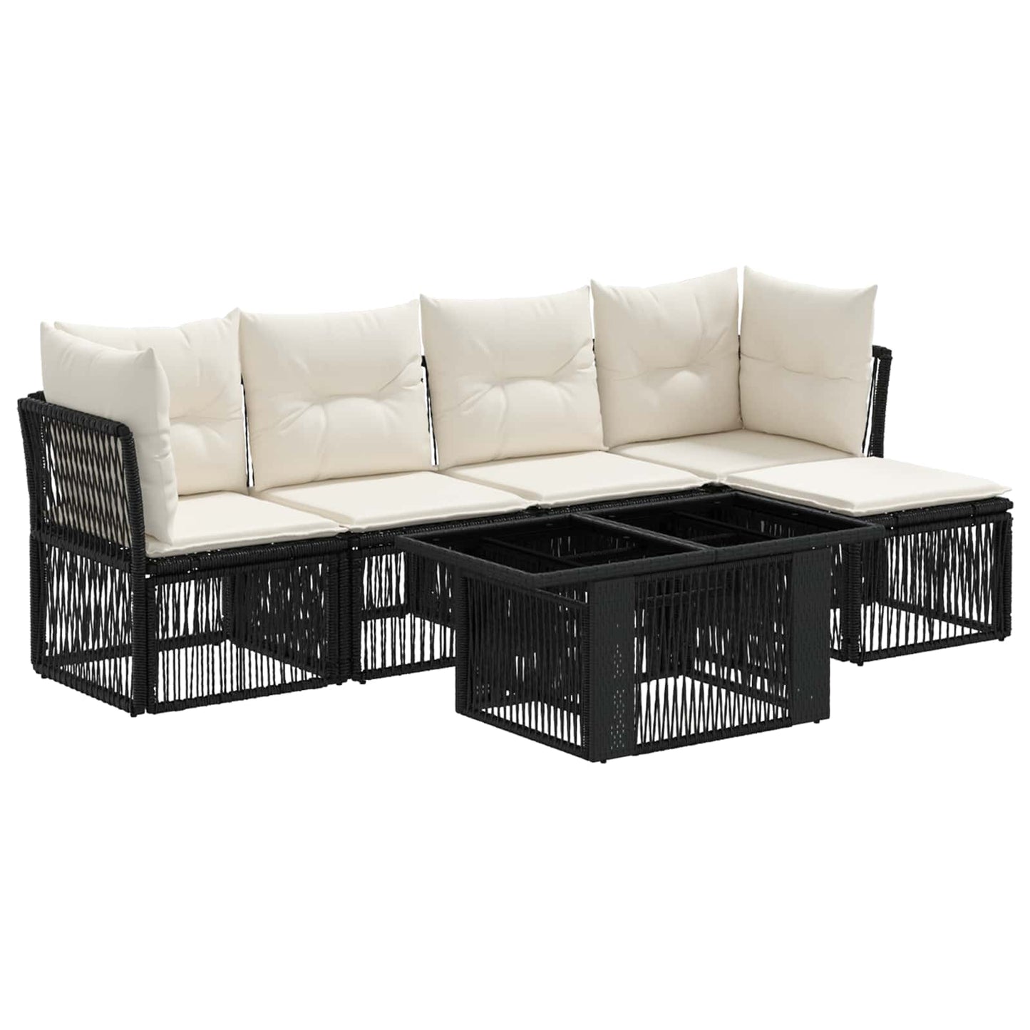 vidaXL Σετ Καναπέ Κήπου 6 τμχ. Μαύρο συνθετικό ρατάν
