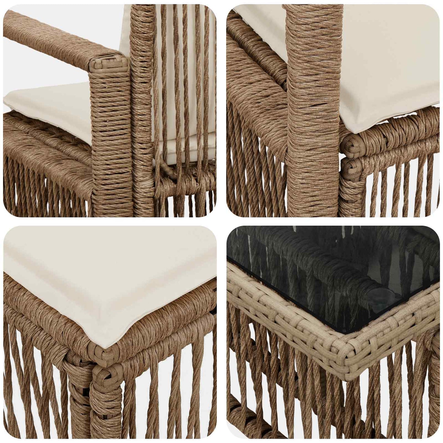 vidaXL Σετ Καναπέ Κήπου 7 τμχ. Μπεζ και Κρέμ συνθετικό ρατάν