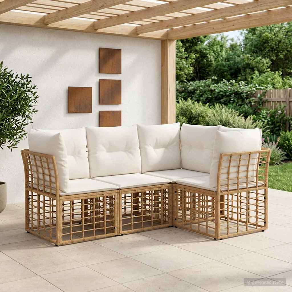 vidaXL Σειρά Καναπέ Εξωτερικού Φυσικό Πολυεστέρας