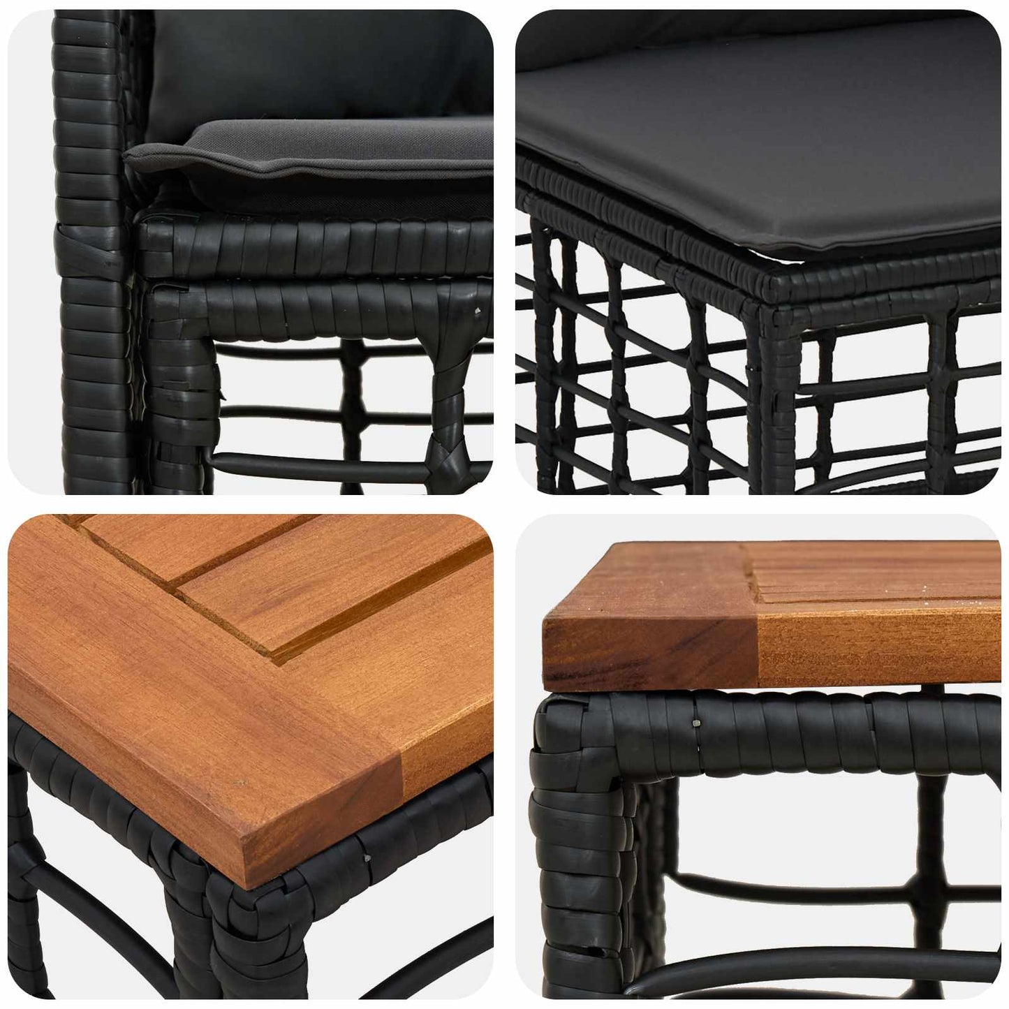 vidaXL Σειρά Καναπέ Εξωτερικού 11 τμχ. Μαύρο και Σκούρο Γκρίζο
