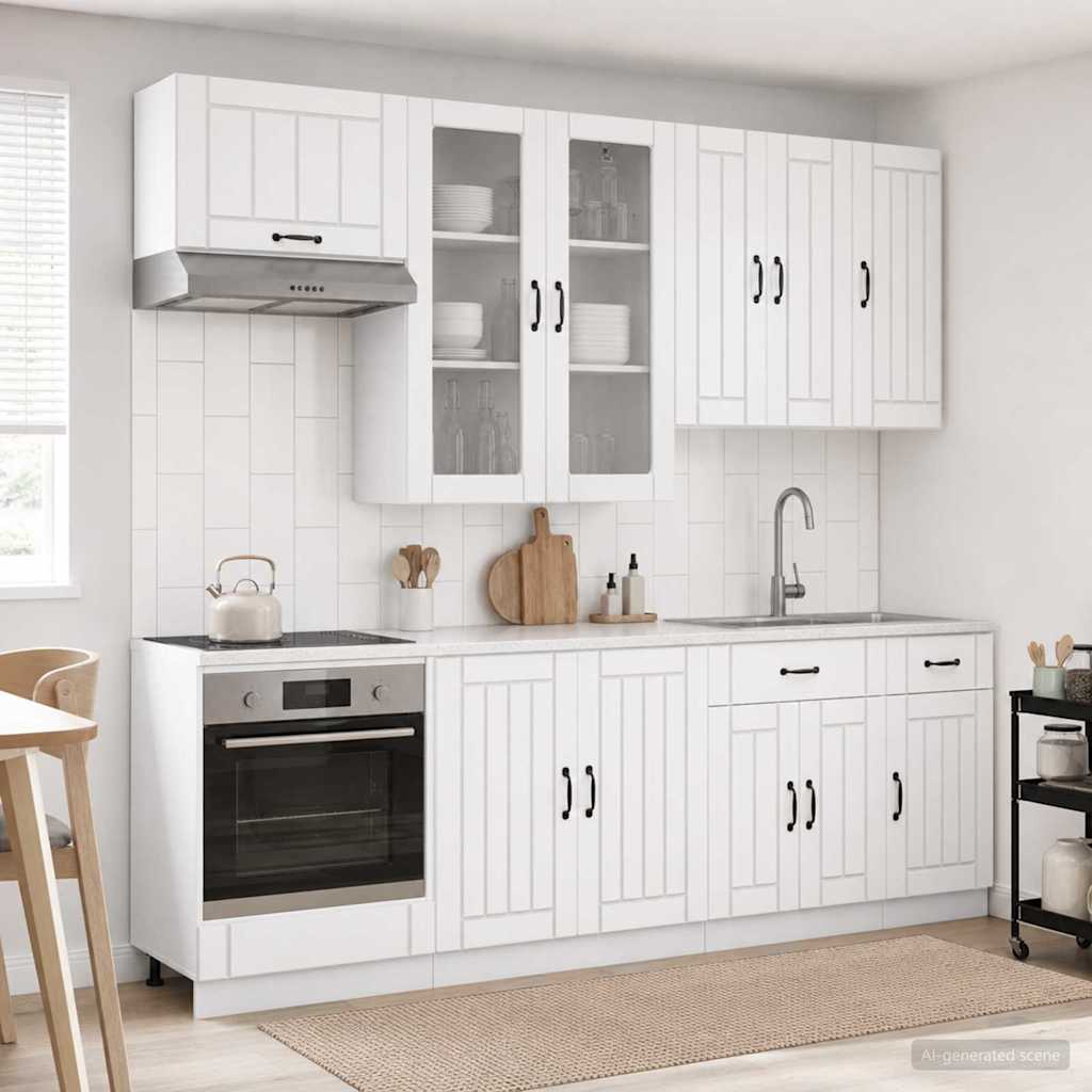 vidaXL Μονάδα κουζίνας LUCCA 8 pcs Λευκό Επεξεργασμένο Ξύλο