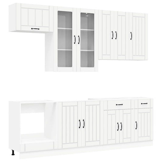 vidaXL Μονάδα κουζίνας LUCCA 8 pcs Λευκό Επεξεργασμένο Ξύλο