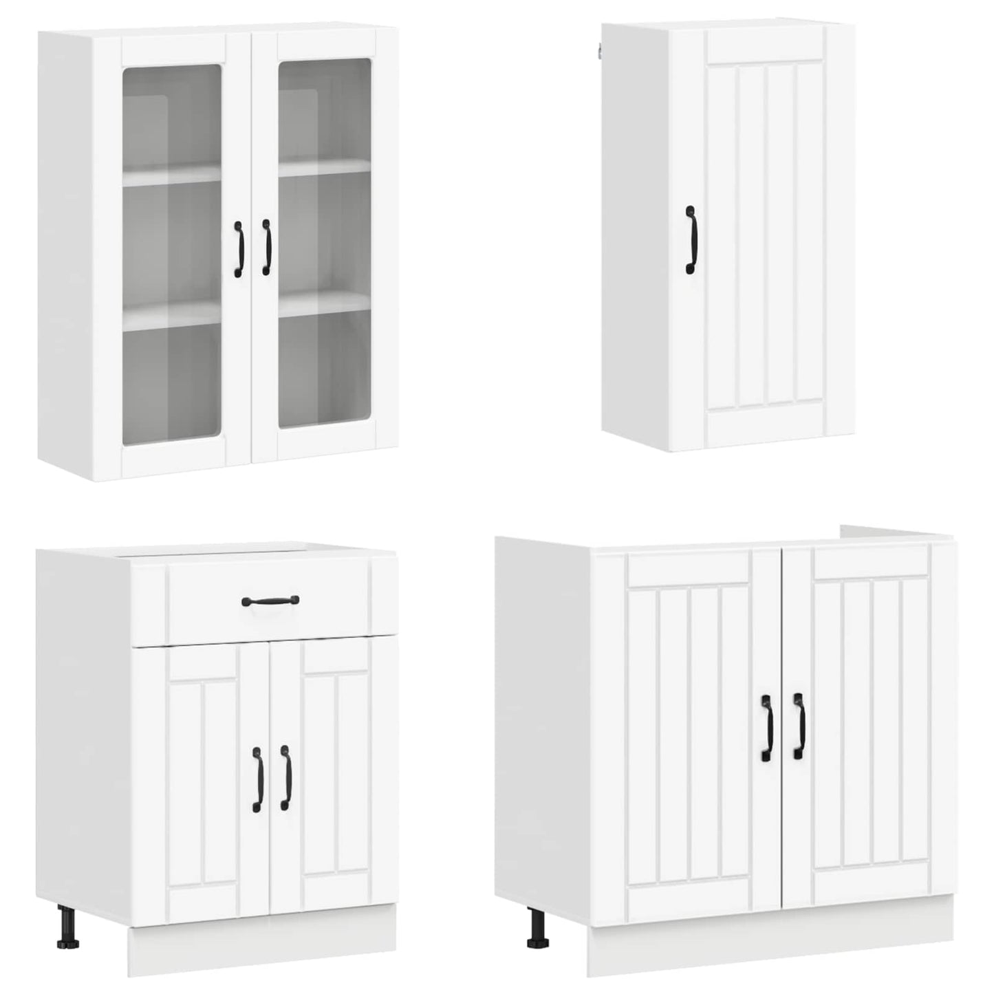 vidaXL Σέτ Ντουλαπιών με συρτάρι 8 pcs Λευκό Επεξεργασμένο ξύλο