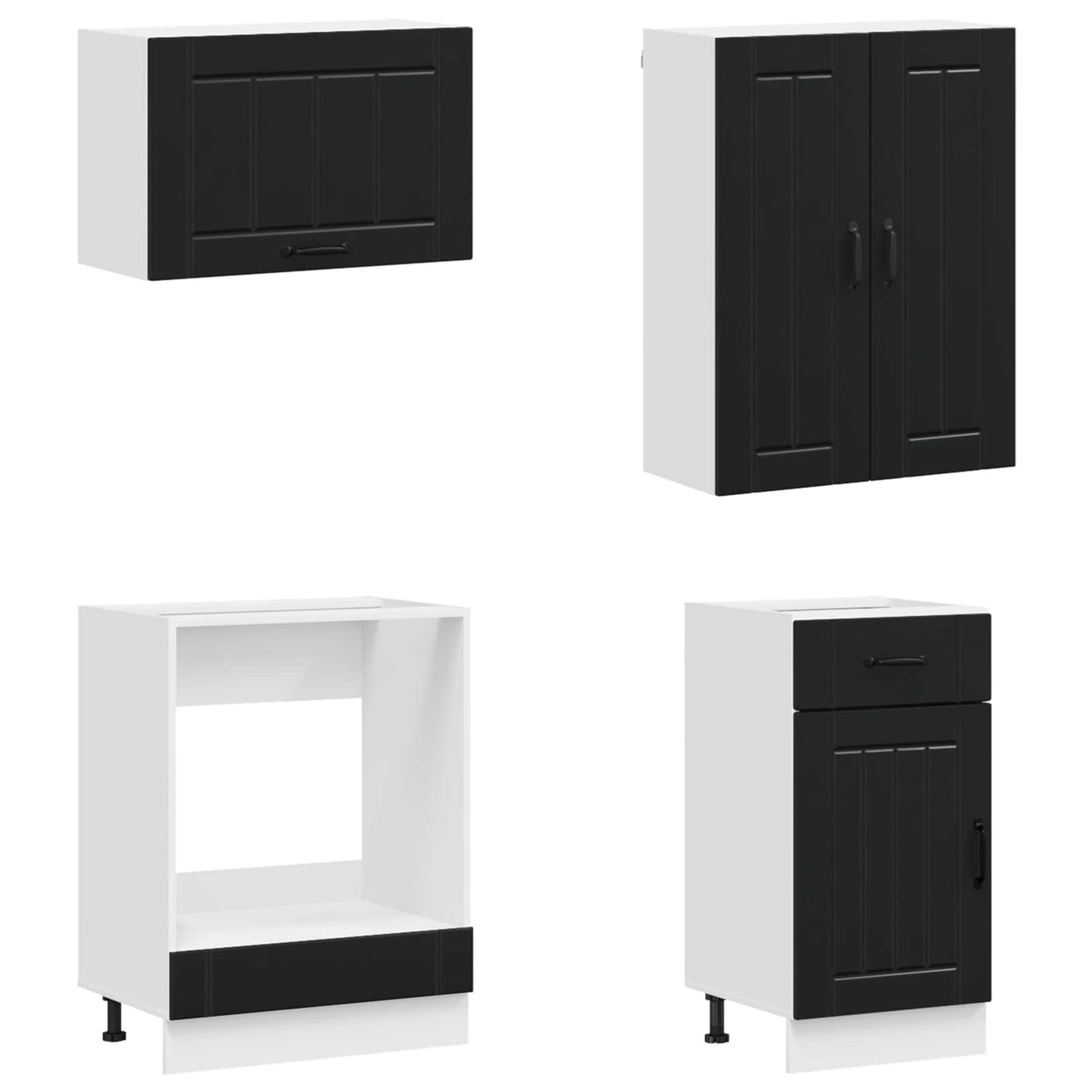 vidaXL Μονάδα κουζίνας LUCCA 8 pcs Μαύρο Επεξεργασμένο Ξύλο