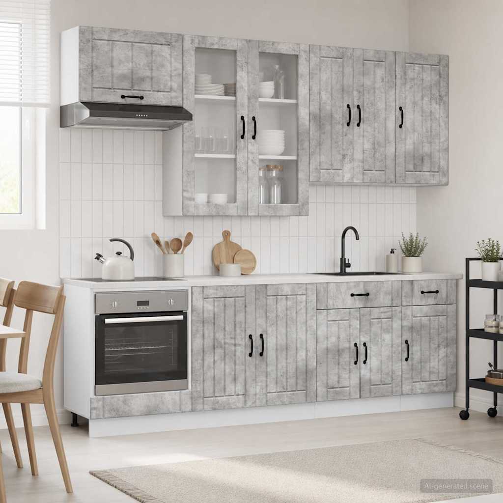 vidaXL Μονάδα κουζίνας LUCCA 8 pcs Γκρι Σκυροδέματος
