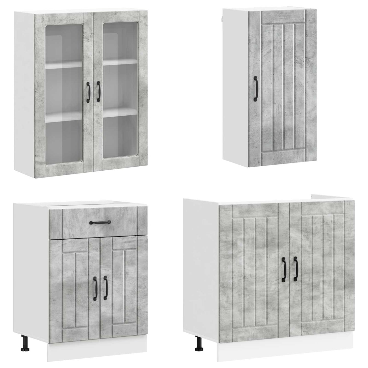 vidaXL Μονάδα κουζίνας LUCCA 8 pcs Γκρι Σκυροδέματος