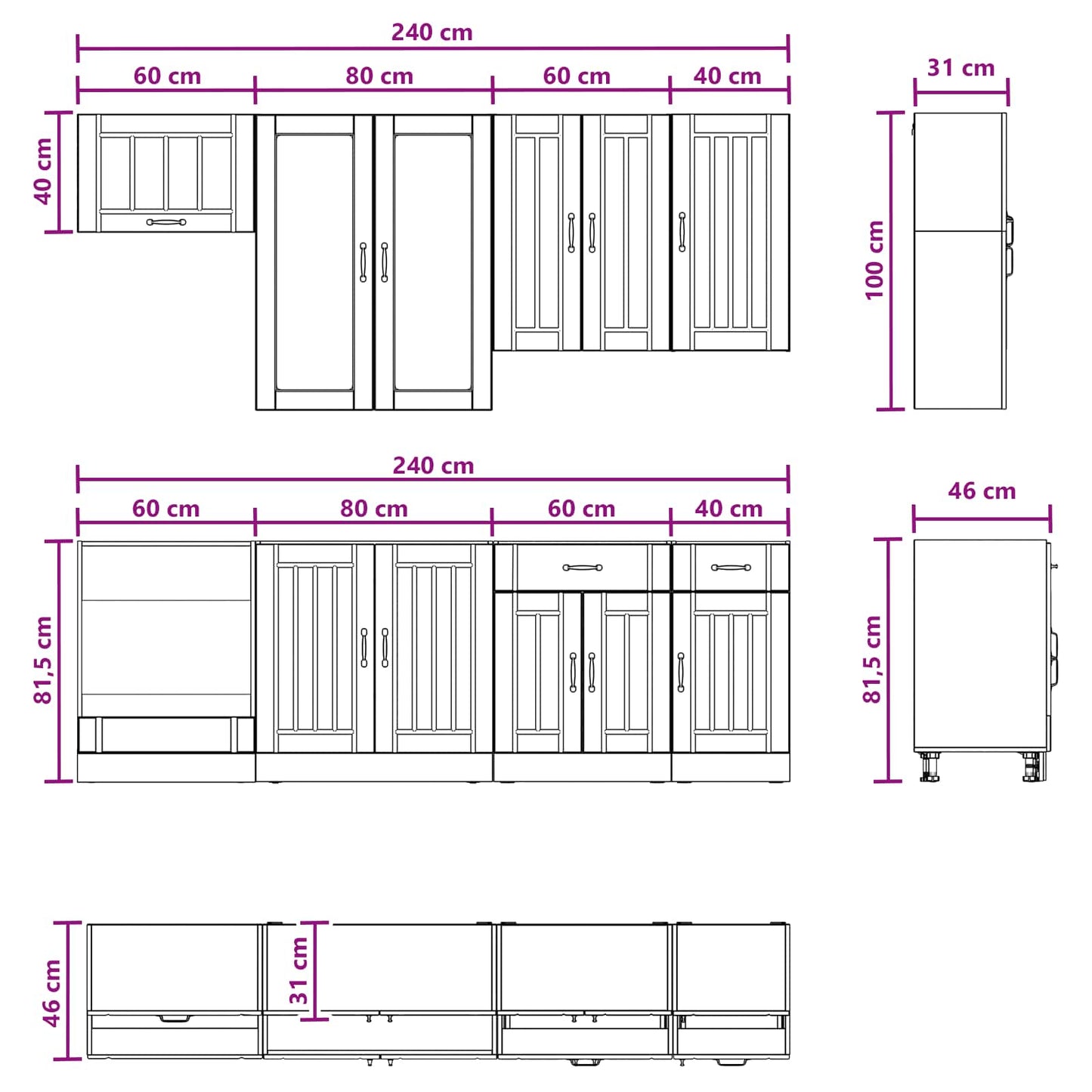 vidaXL Μονάδα κουζίνας LUCCA 8 pcs Γκρι Σκυροδέματος