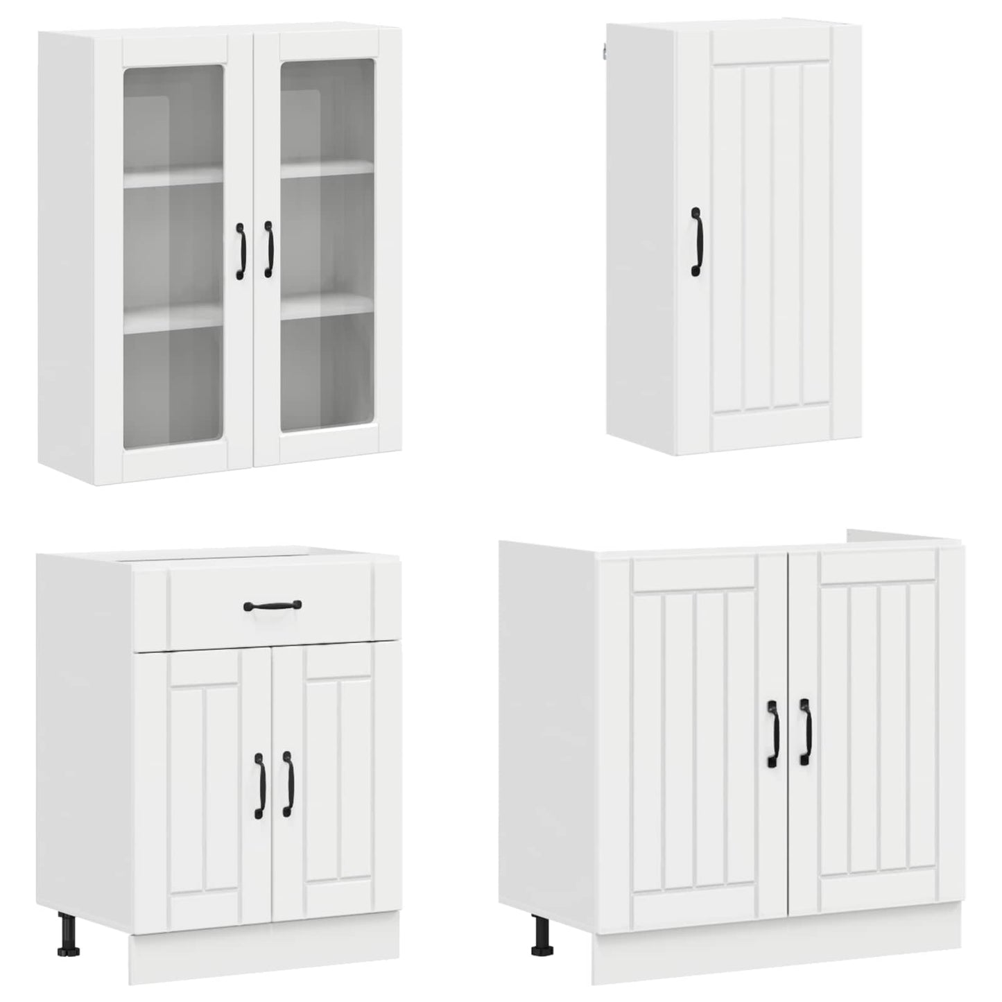vidaXL Μονάδα κουζίνας LUCCA 8 pcs Γυαλιστερό Λευκό Επεξεργασμένο Ξύλο