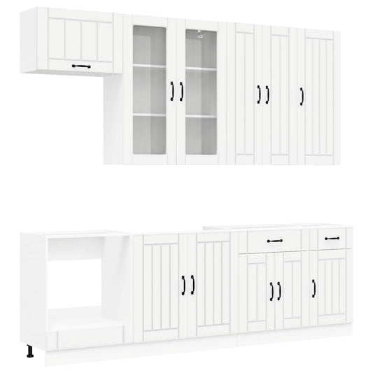 vidaXL Μονάδα κουζίνας LUCCA 8 pcs Λευκό Επεξεργασμένο Ξύλο
