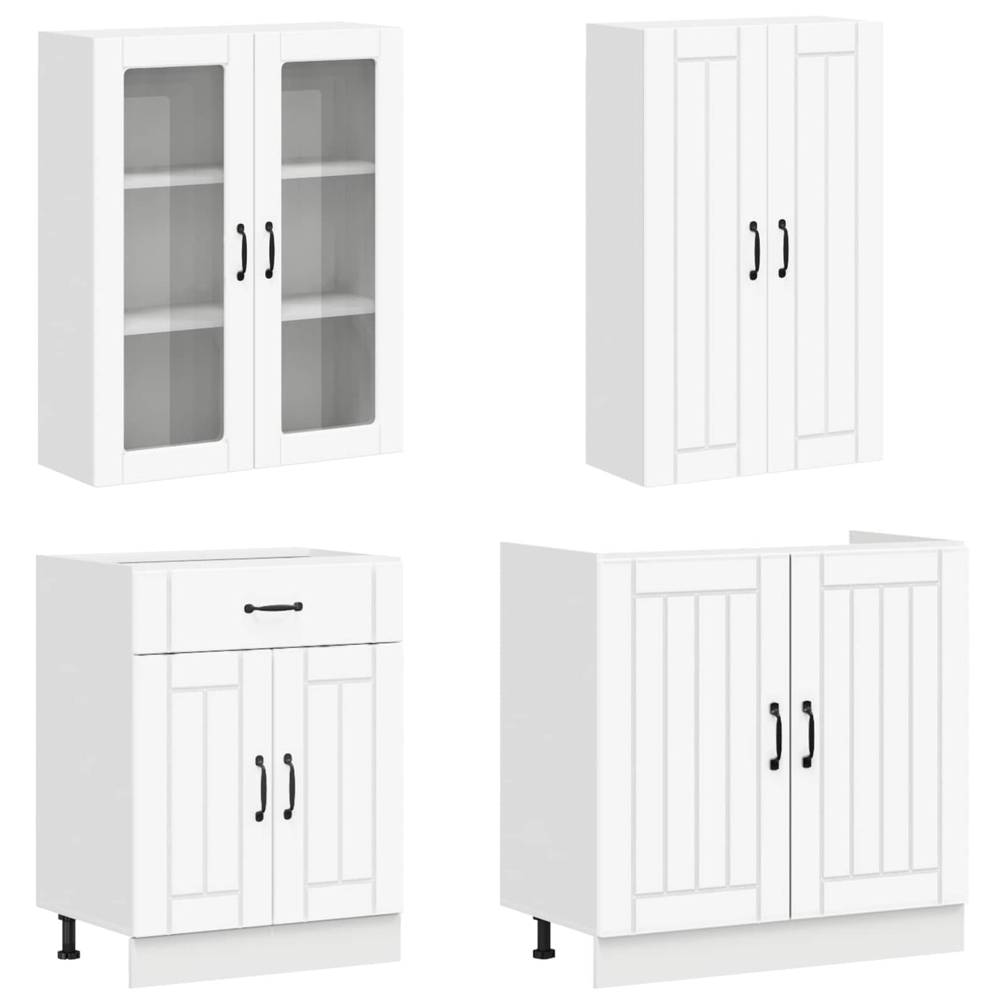 vidaXL Σέτ Ντουλαπιών με συρτάρι 8 pcs Λευκό Επεξεργασμένο ξύλο