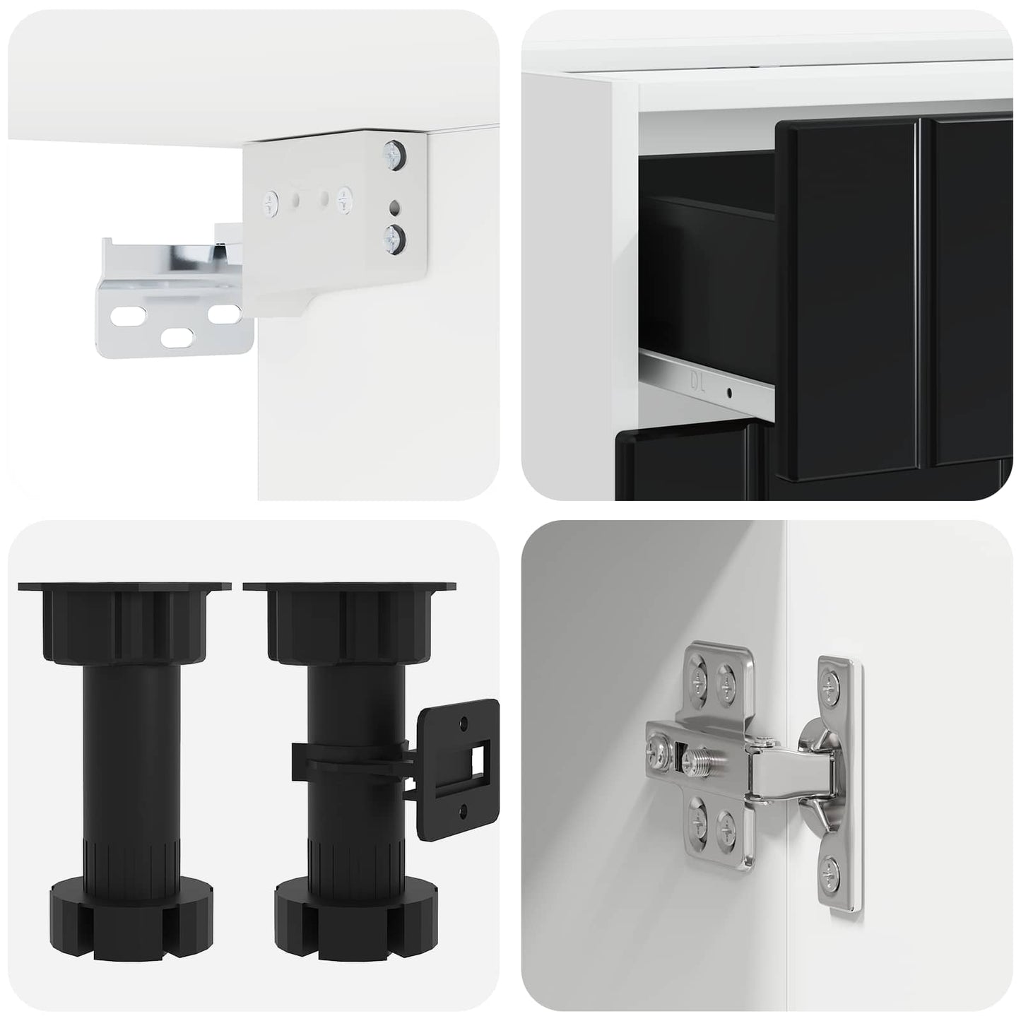 vidaXL Μονάδα κουζίνας LUCCA 8 pcs Μαύρο Επεξεργασμένο Ξύλο