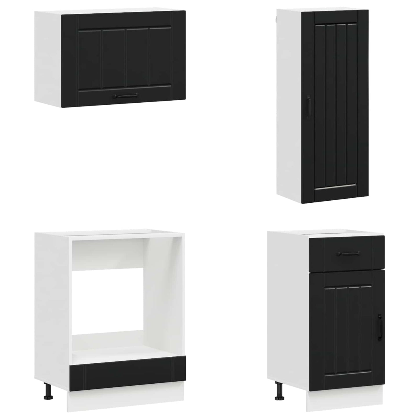 vidaXL Μονάδα κουζίνας LUCCA 8 pcs Μαύρο Επεξεργασμένο Ξύλο