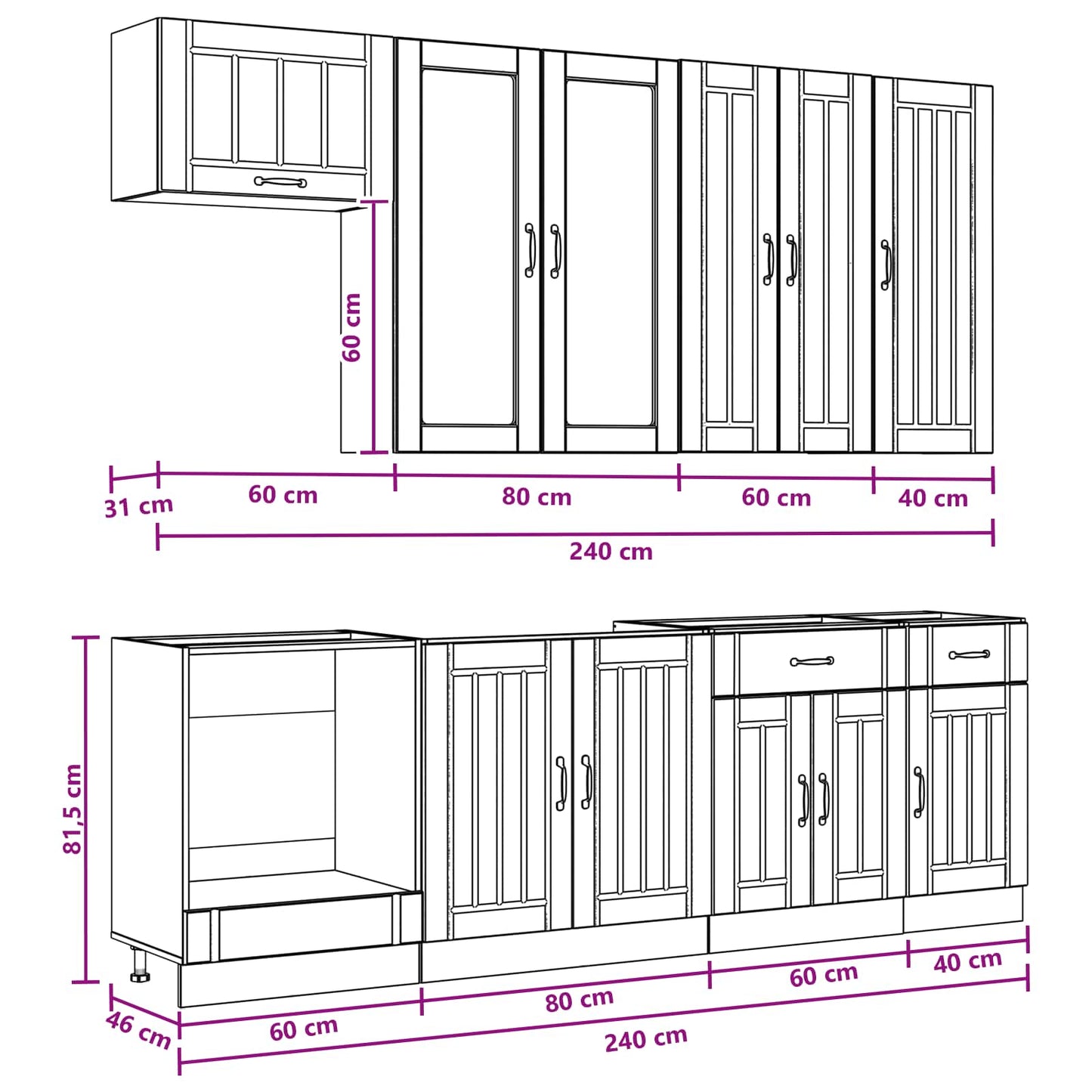 vidaXL Μονάδα κουζίνας LUCCA 8 pcs Γκρι Σκυροδέματος