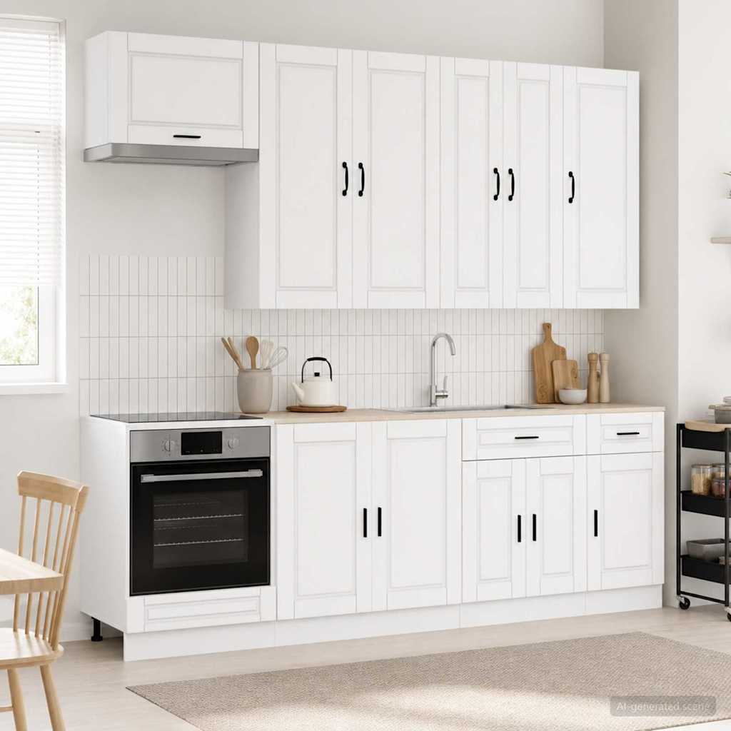 vidaXL Μονάδα κουζίνας PORTO 8 pcs Λευκό Επεξεργασμένο Ξύλο