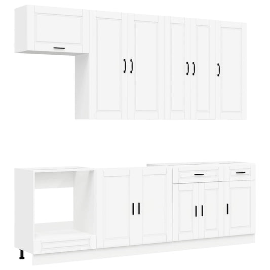 vidaXL Μονάδα κουζίνας PORTO 8 pcs Λευκό Επεξεργασμένο Ξύλο