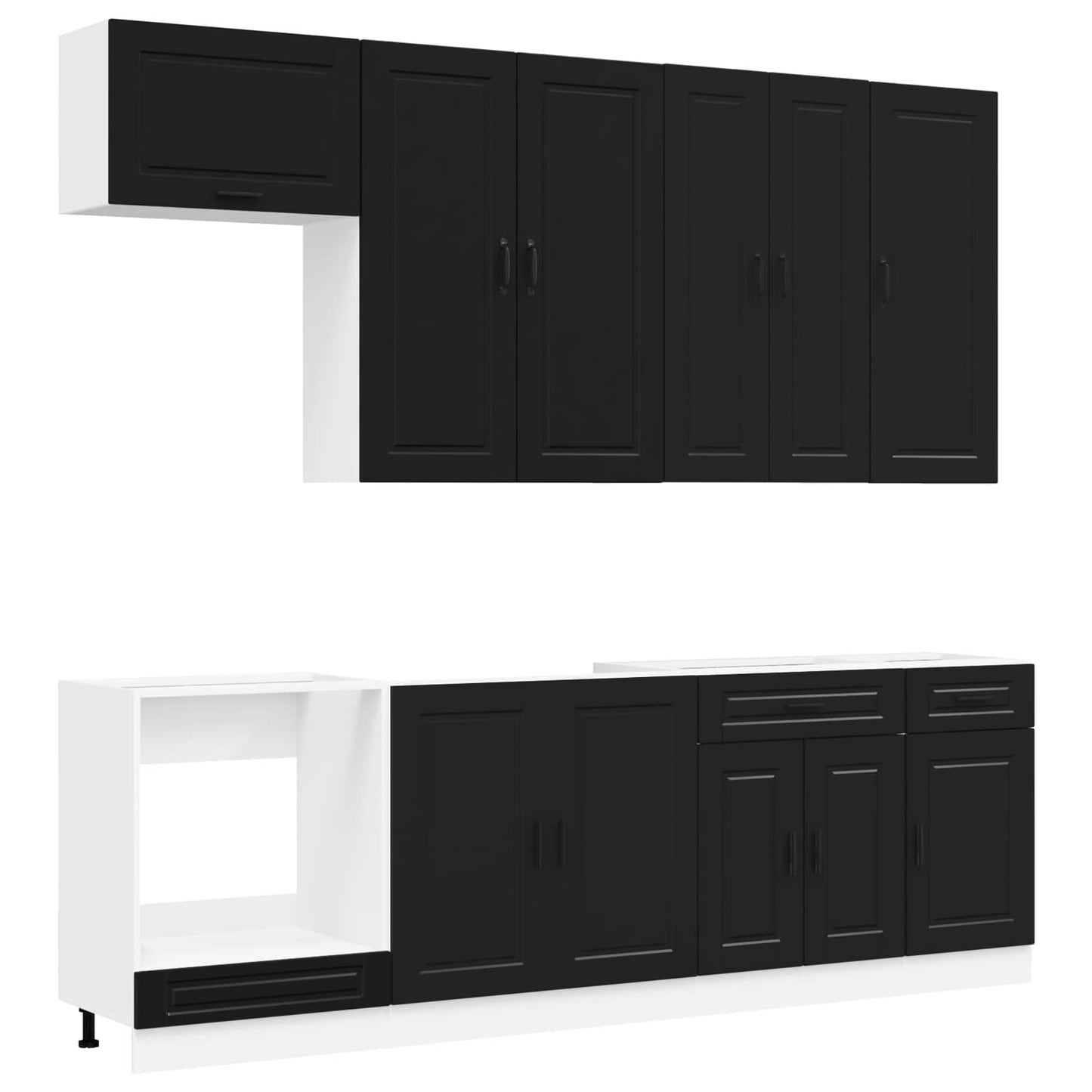 vidaXL Μονάδα κουζίνας PORTO 8 pcs Μαύρο Επεξεργασμένο Ξύλο