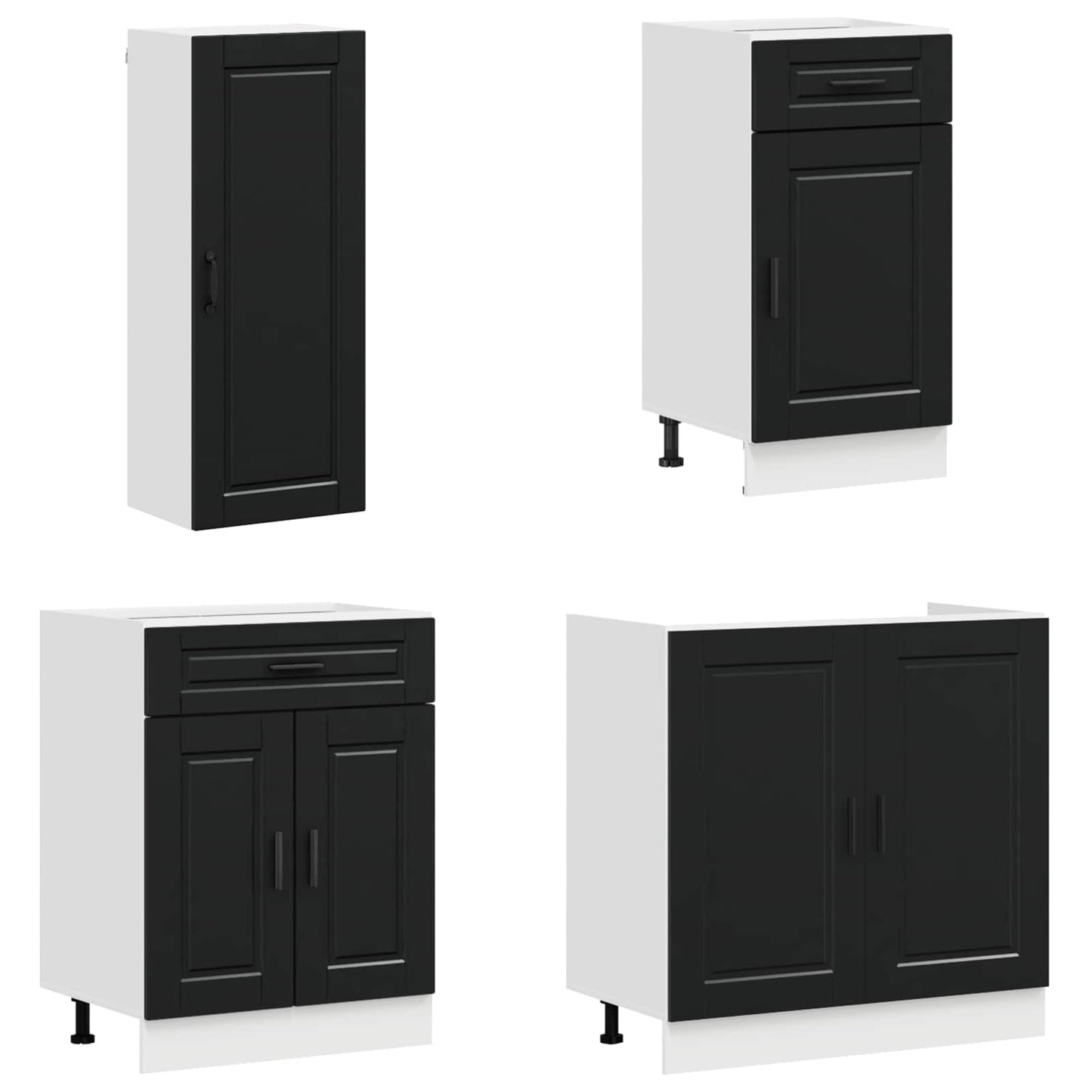 vidaXL Μονάδα κουζίνας PORTO 8 pcs Μαύρο Επεξεργασμένο Ξύλο