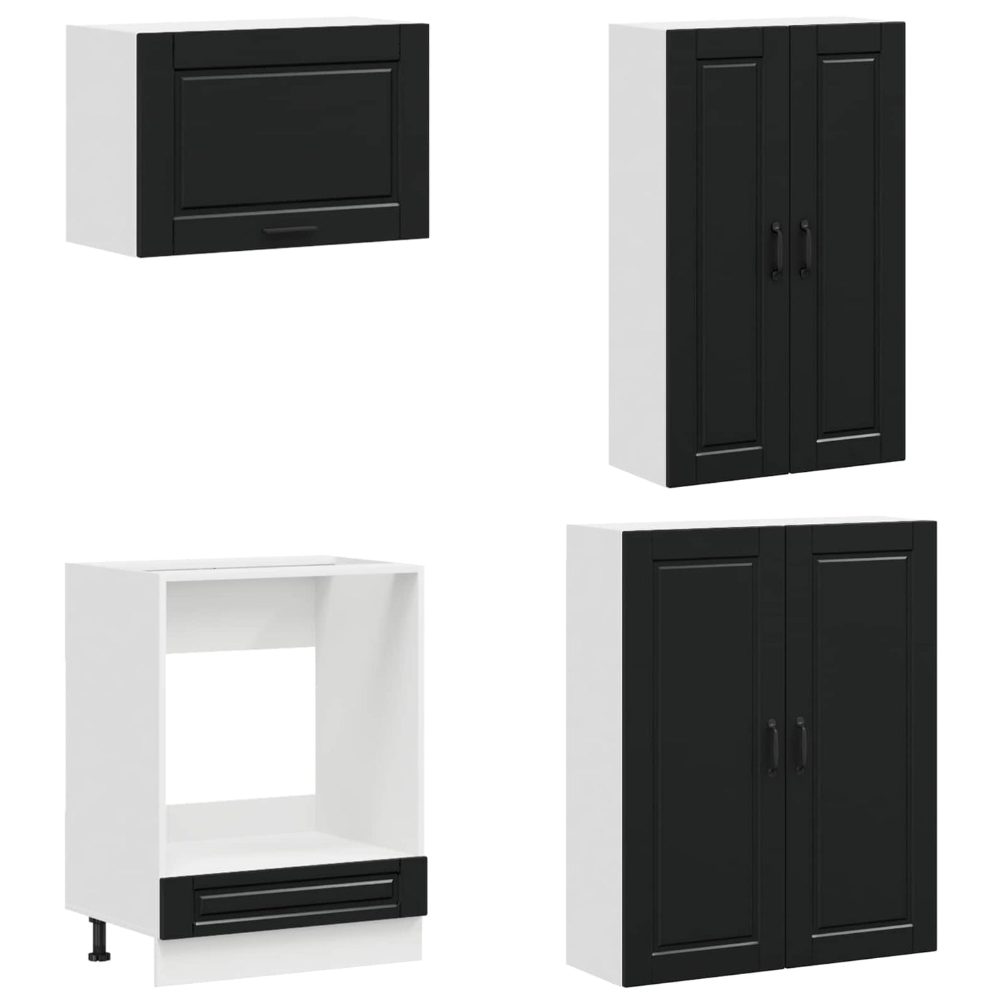 vidaXL Μονάδα κουζίνας PORTO 8 pcs Μαύρο Επεξεργασμένο Ξύλο