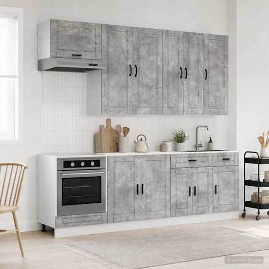 vidaXL Μονάδα κουζίνας PORTO 8 pcs Γκρι Σκυροδέματος