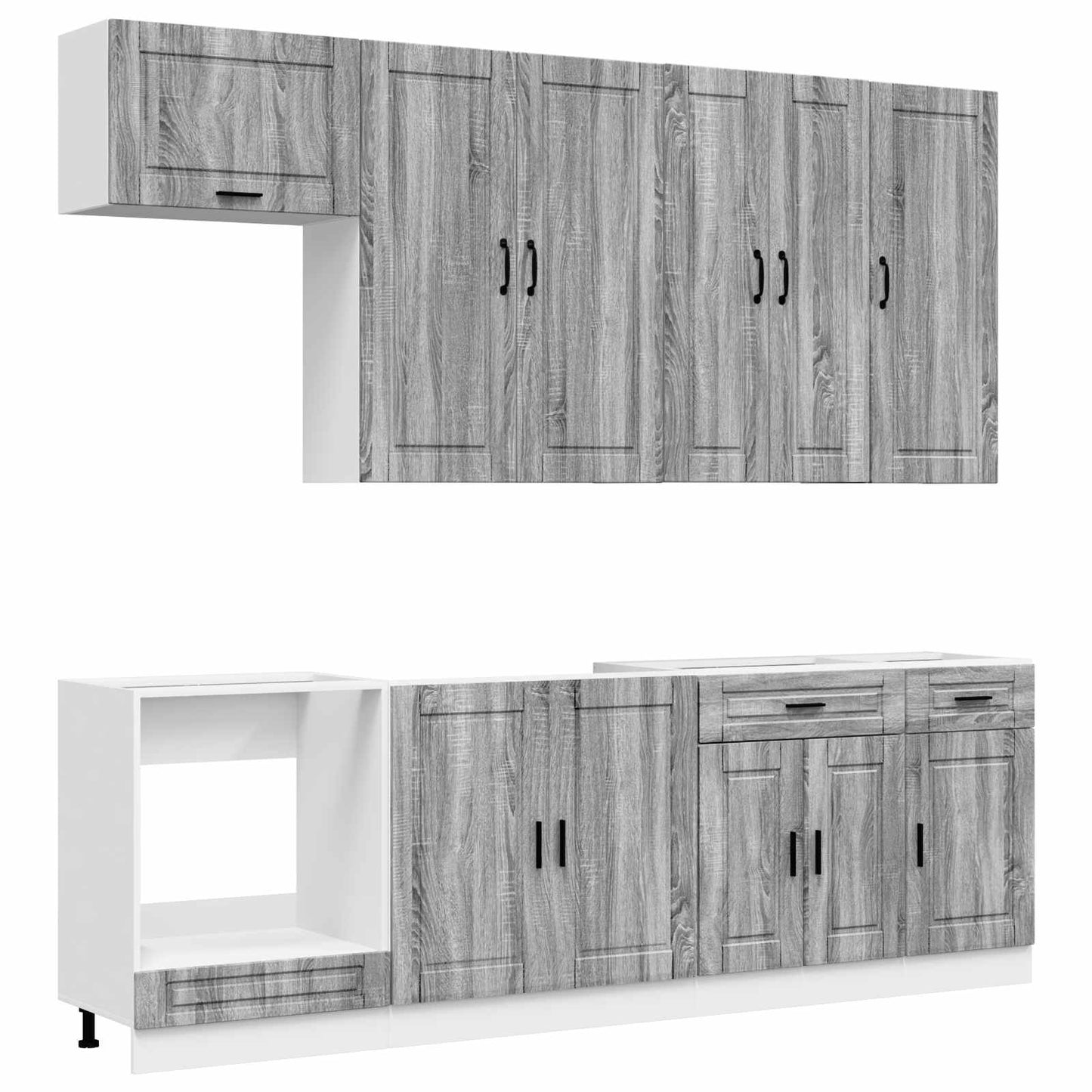 vidaXL Μονάδα κουζίνας PORTO 8 pcs Γκρι Sonoma Επεξεργασμένο Ξύλο
