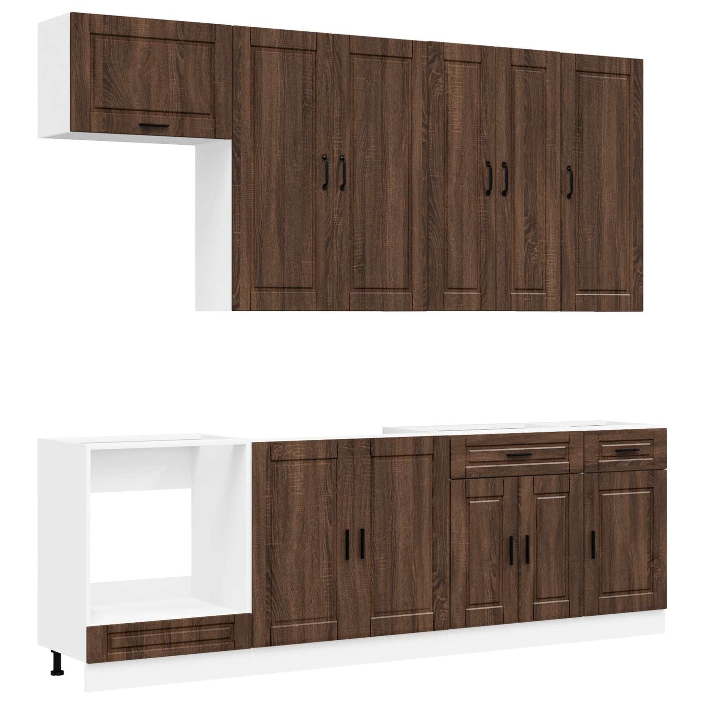 vidaXL Μονάδα κουζίνας PORTO 8 pcs Καφέ Ξύλο Δρυός Επεξεργασμένο Ξύλο
