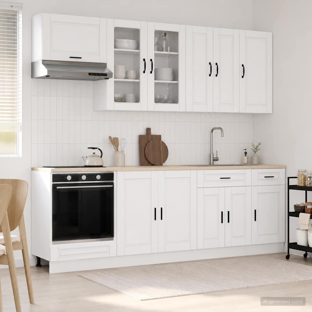 vidaXL Μονάδα κουζίνας PORTO 8 pcs Λευκό Επεξεργασμένο Ξύλο