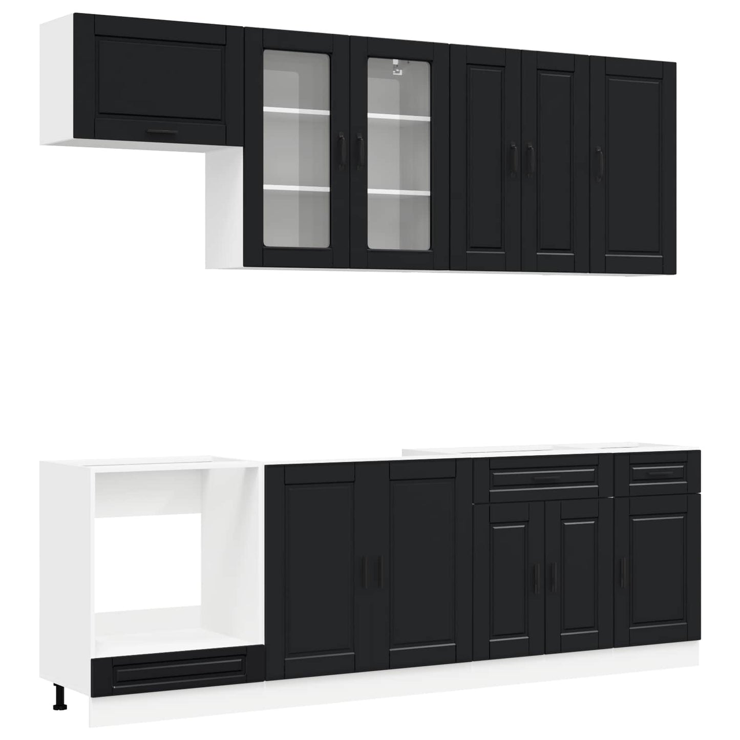 vidaXL Μονάδα κουζίνας PORTO 8 pcs Μαύρο Επεξεργασμένο Ξύλο