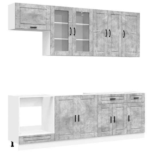 vidaXL Μονάδα κουζίνας PORTO 8 pcs Γκρι Σκυροδέματος