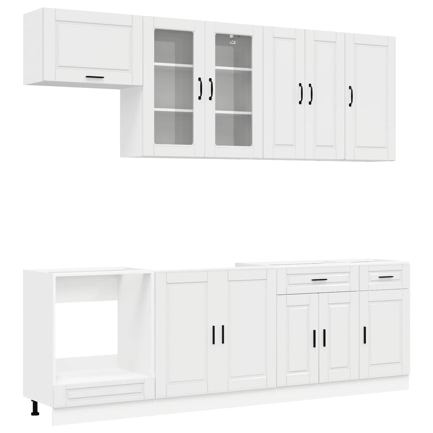 vidaXL Μονάδα κουζίνας PORTO 8 pcs Γυαλιστερό Λευκό Επεξεργασμένο Ξύλο