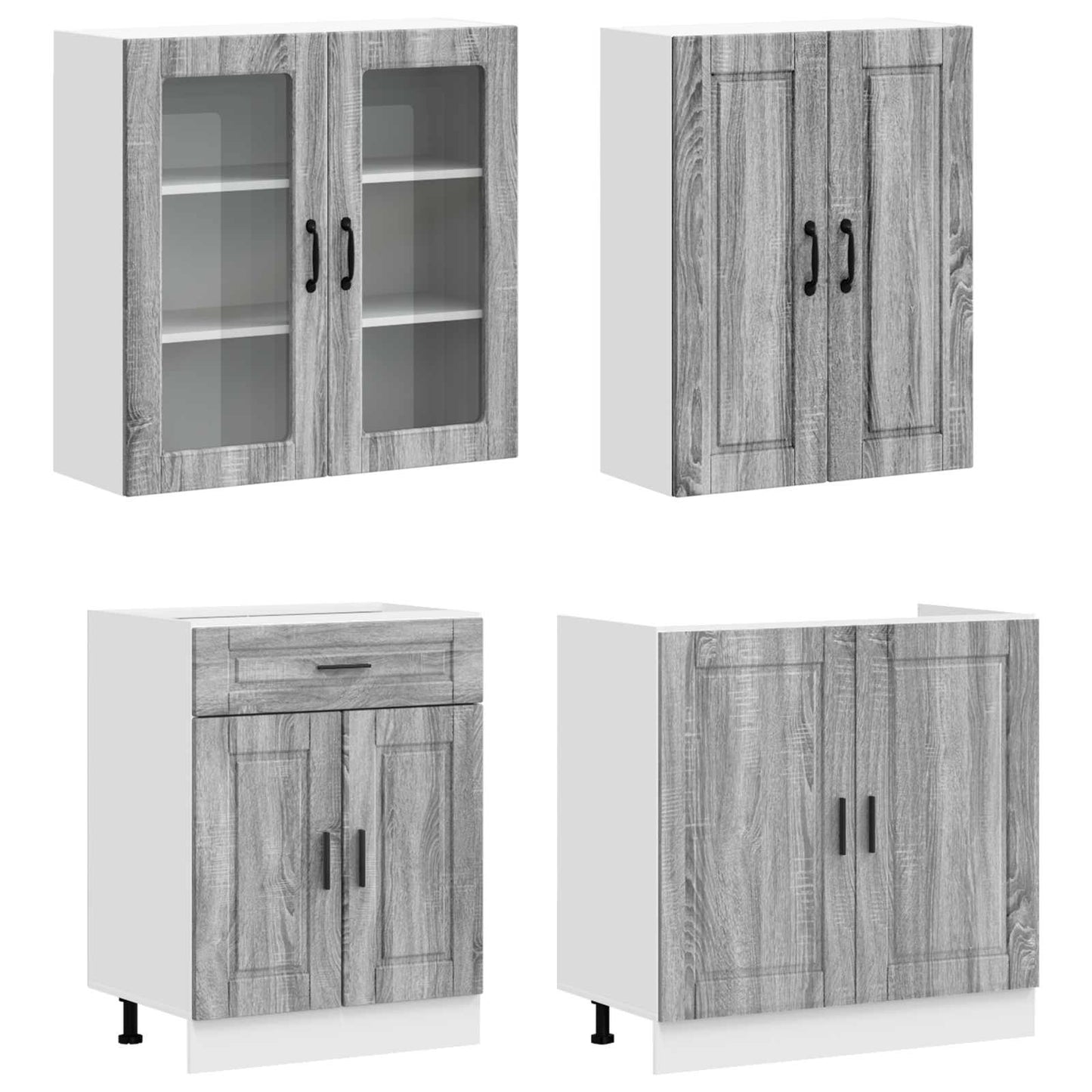 vidaXL Μονάδα κουζίνας PORTO 8 pcs Γκρι Sonoma Επεξεργασμένο Ξύλο