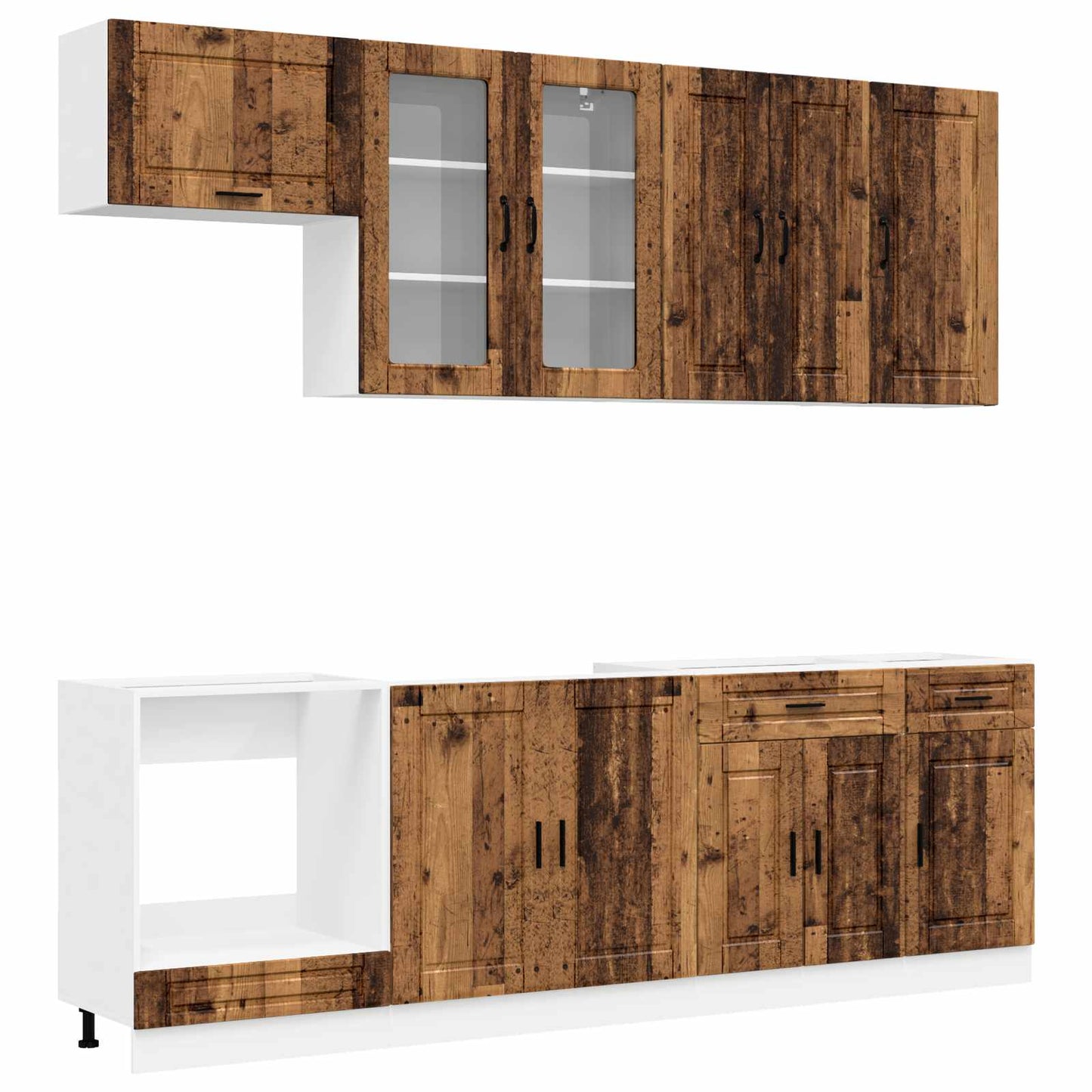 vidaXL Μονάδα κουζίνας PORTO 8 pcs Παλαιωμένο ξύλο Επεξεργασμένο Ξύλο