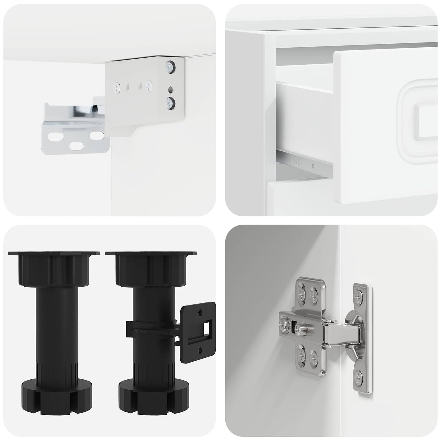 vidaXL Σέτ Ντουλαπιών με συρτάρι 8 pcs Λευκό Επεξεργασμένο ξύλο