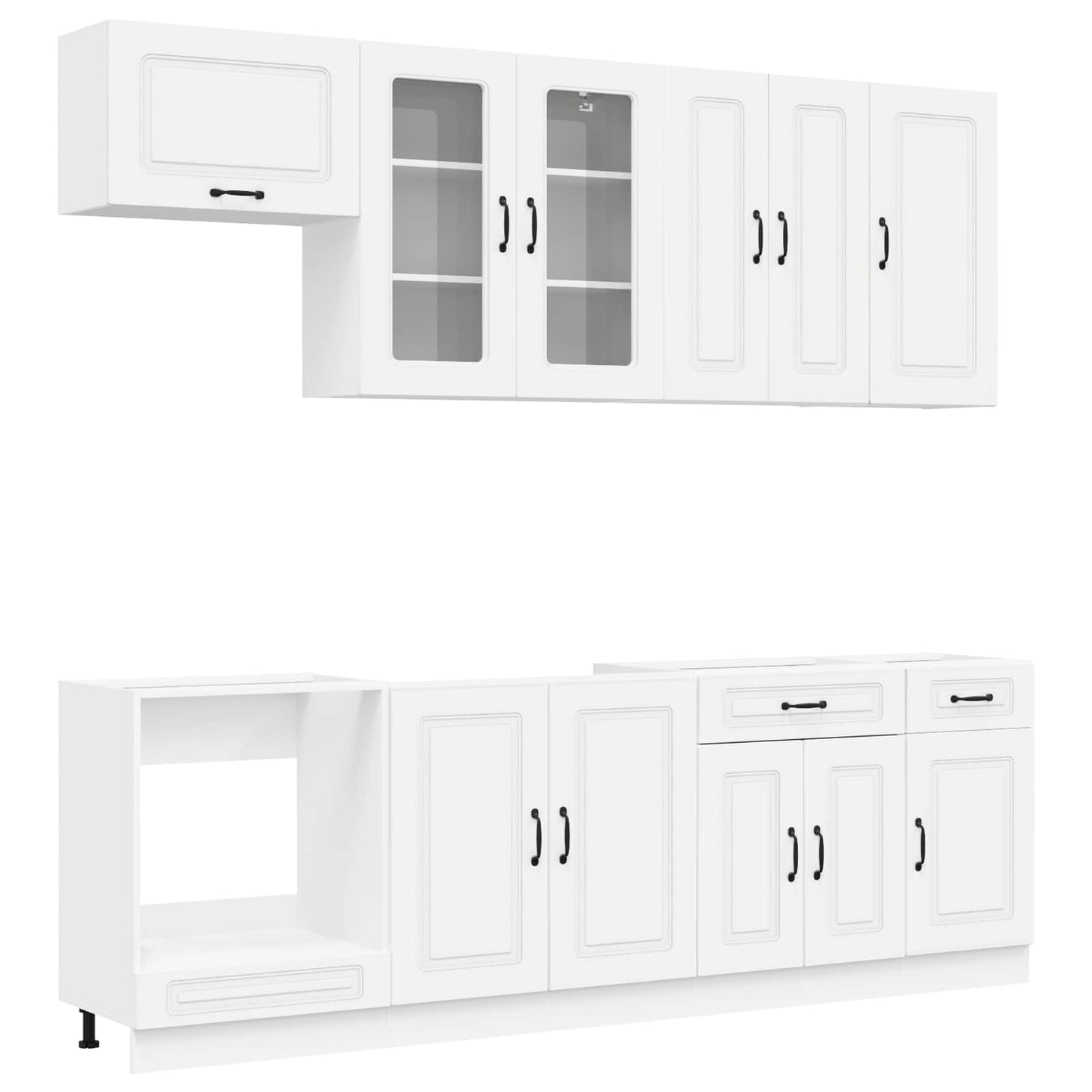 vidaXL Σέτ Ντουλαπιών με συρτάρι 8 pcs Λευκό Επεξεργασμένο ξύλο