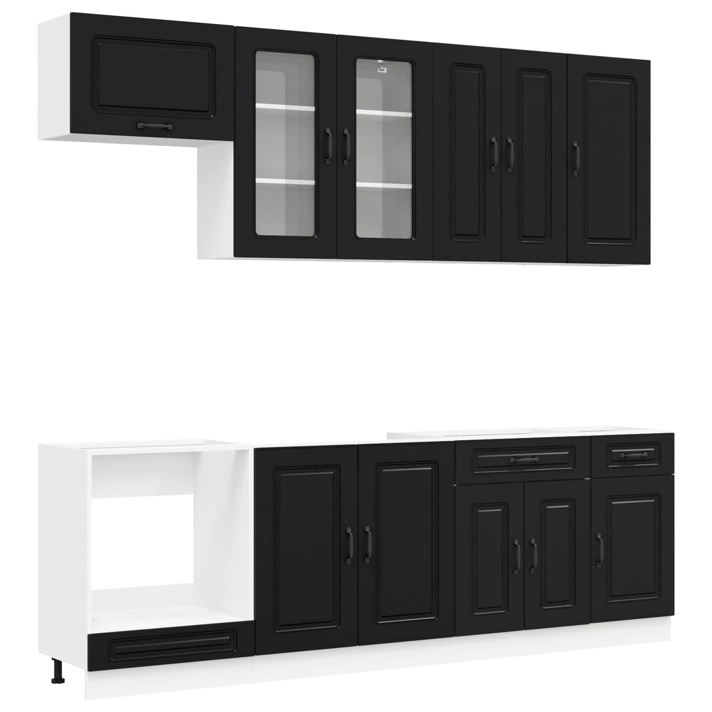 vidaXL Μονάδα κουζίνας KALMAR 8 pcs Μαύρο Επεξεργασμένο Ξύλο