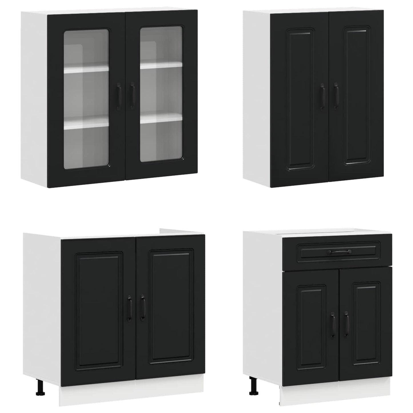 vidaXL Μονάδα κουζίνας KALMAR 8 pcs Μαύρο Επεξεργασμένο Ξύλο
