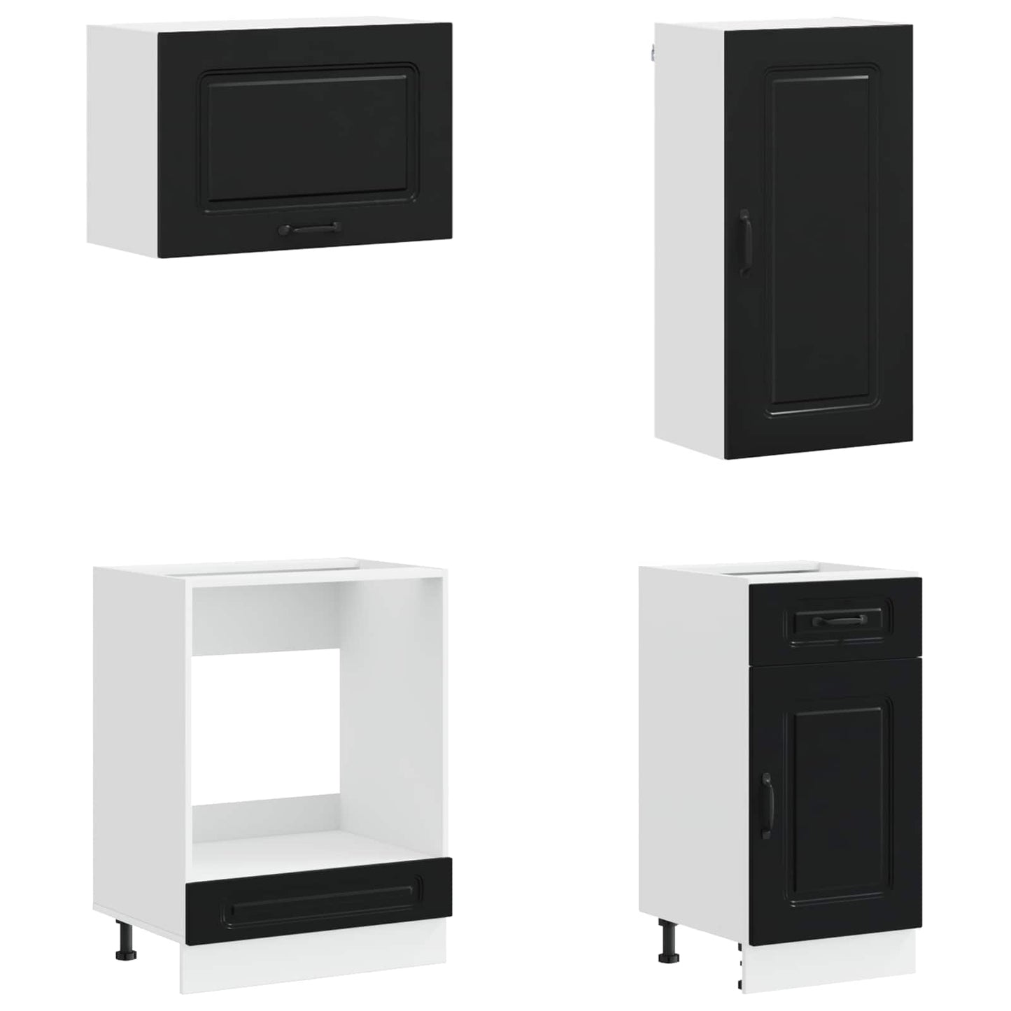 vidaXL Μονάδα κουζίνας KALMAR 8 pcs Μαύρο Επεξεργασμένο Ξύλο