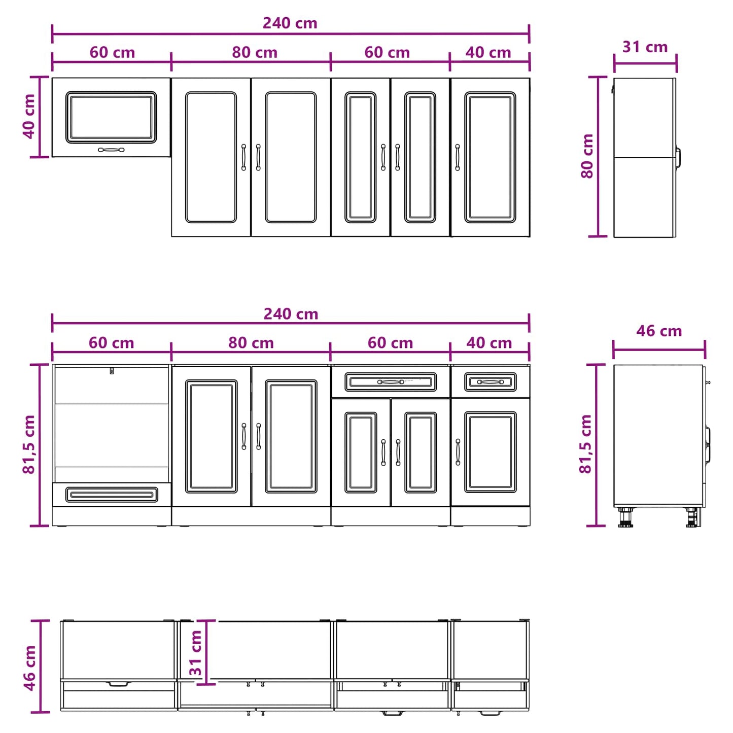vidaXL Μονάδα κουζίνας KALMAR 8 pcs Sonoma Δρυς Επεξεργασμένο Ξύλο