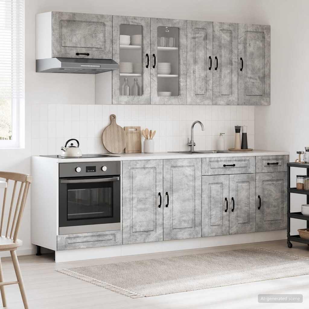 vidaXL Μονάδα κουζίνας KALMAR 8 pcs Γκρι Σκυροδέματος